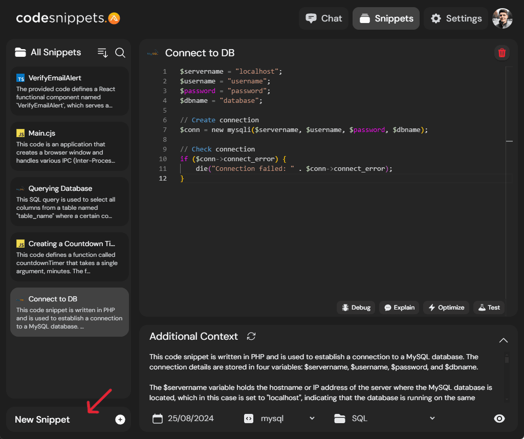 create snippet